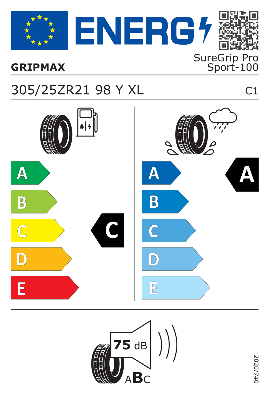 Маркировка — Gripmax Suregrip Pro Sport 305/25 R21 98Y