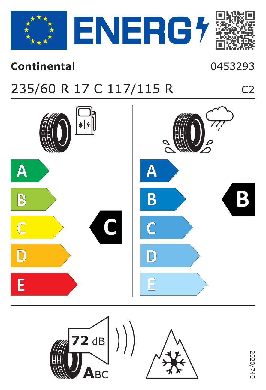 Label — Continental Vancontact Winter 235/60 R17C 117/115R