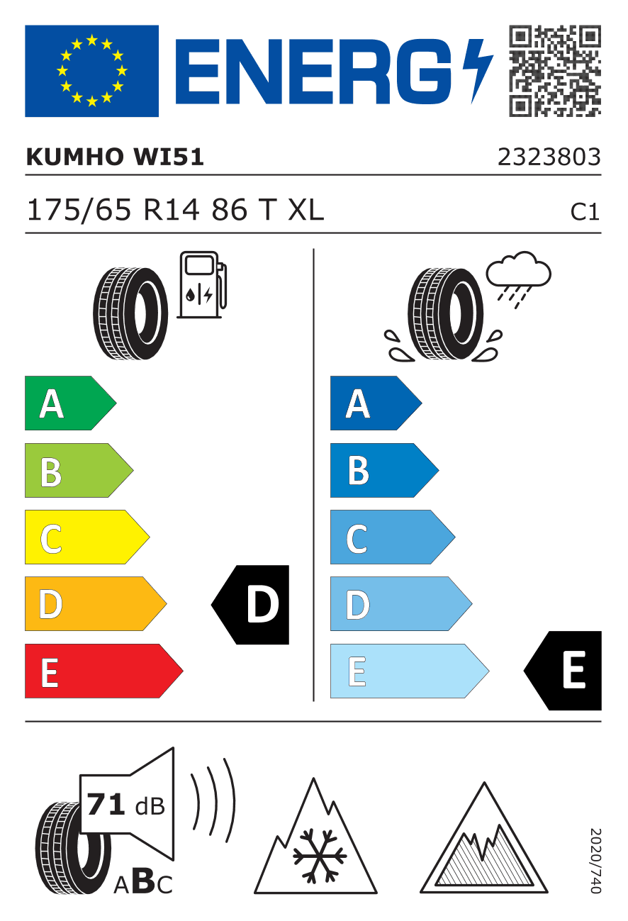 Märgis — Kumho Wintercraft Ice WI51 175/65 R14 86T