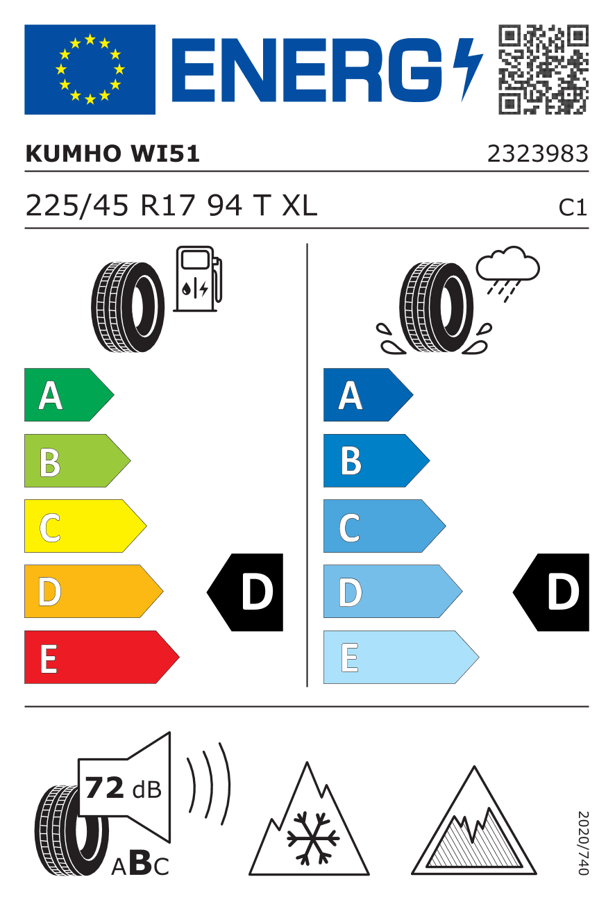 Märgis — Kumho Wintercraft Ice WI51 225/45 R17 94T