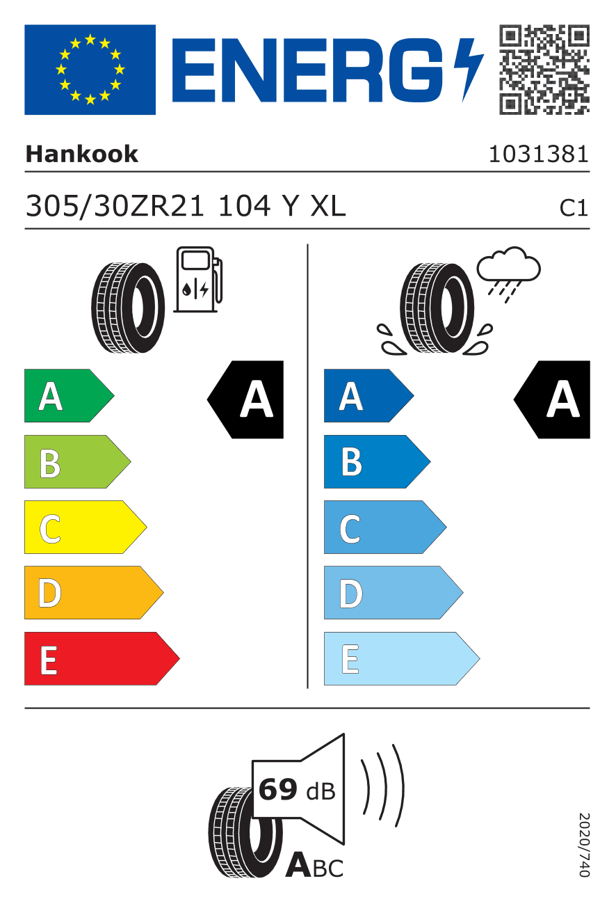 Маркировка — Hankook Ion Evo (IK01) 305/30 R21 104Y