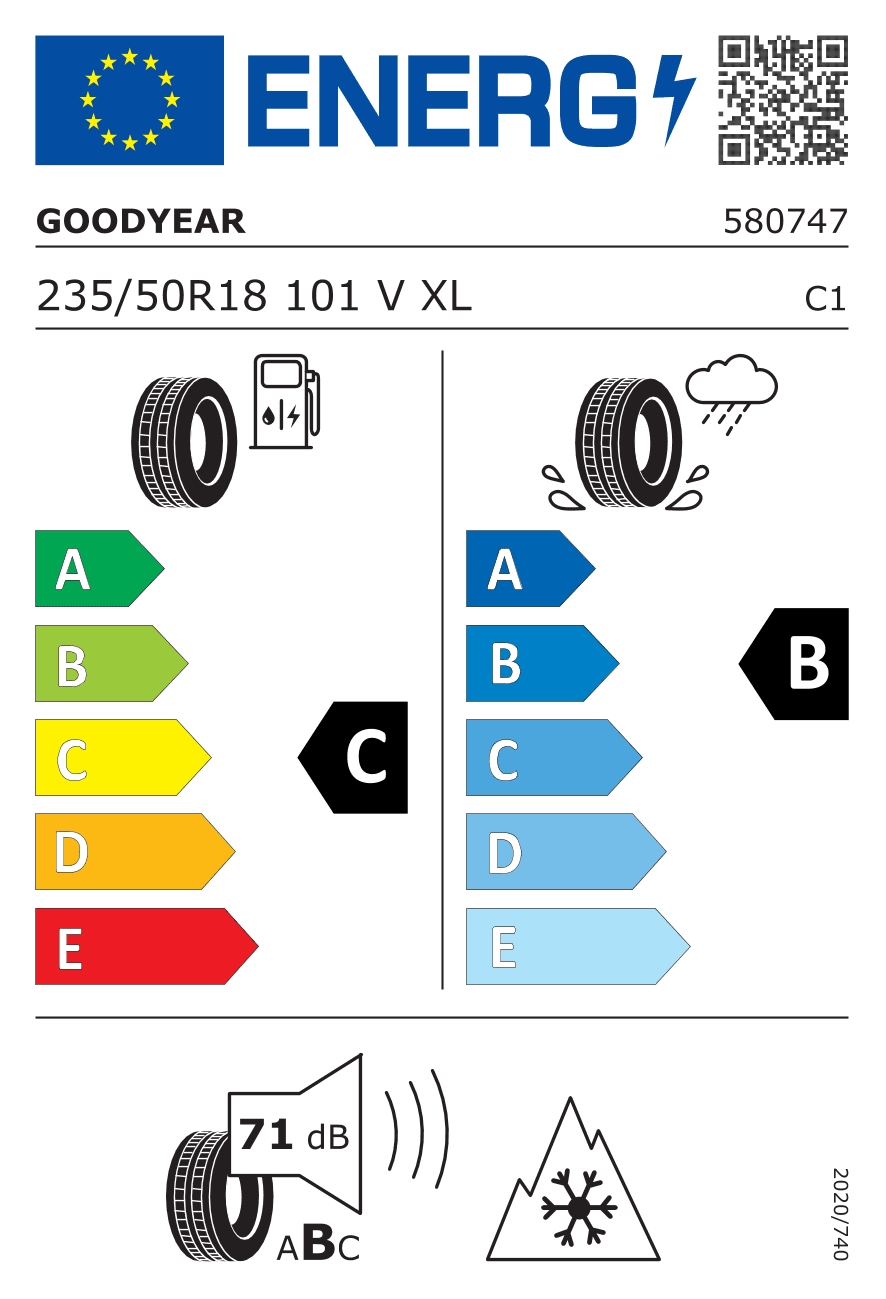 Label — Goodyear Ultragrip Performance 3 235/50 R18 101V