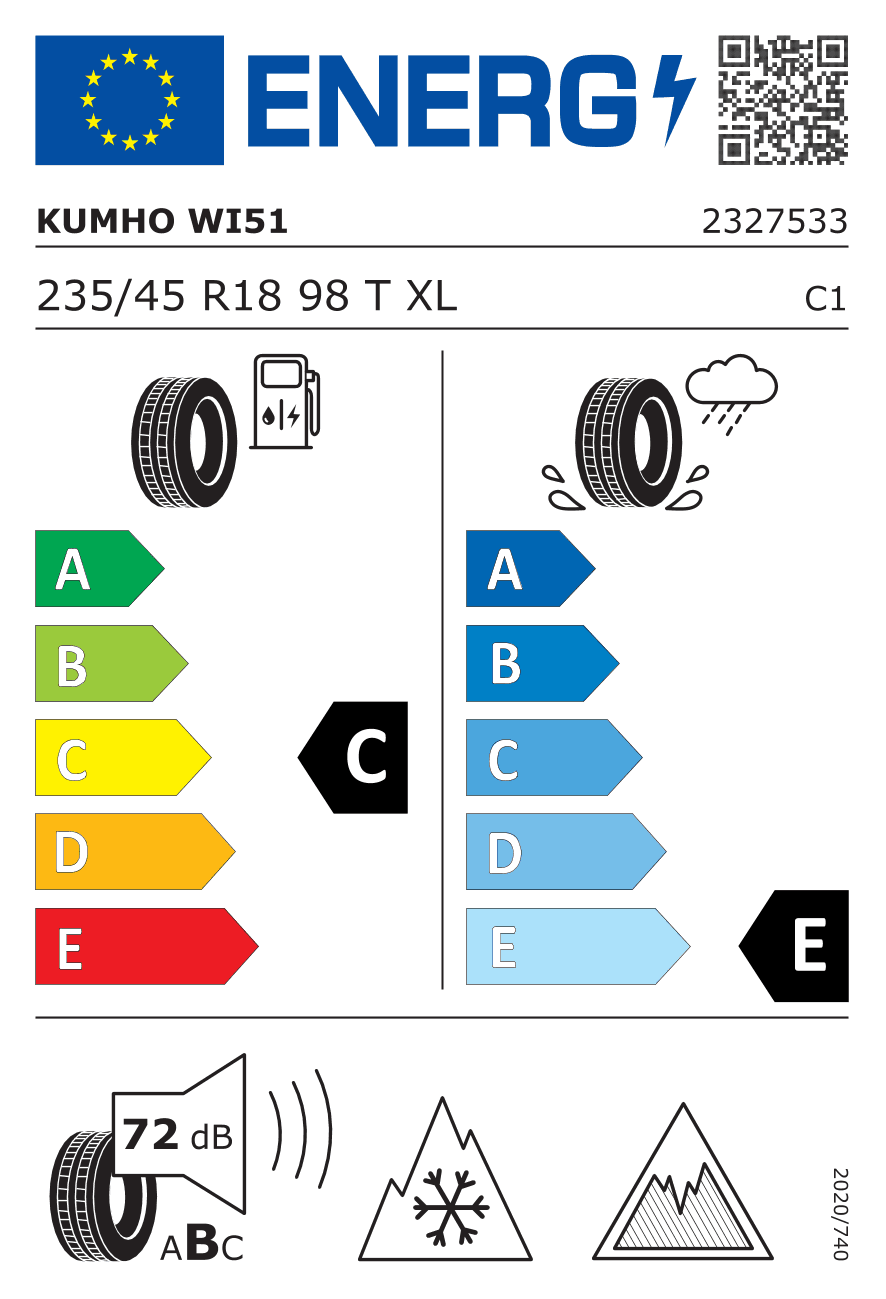 Label — Kumho Wintercraft Ice WI51 235/45 R18 98T
