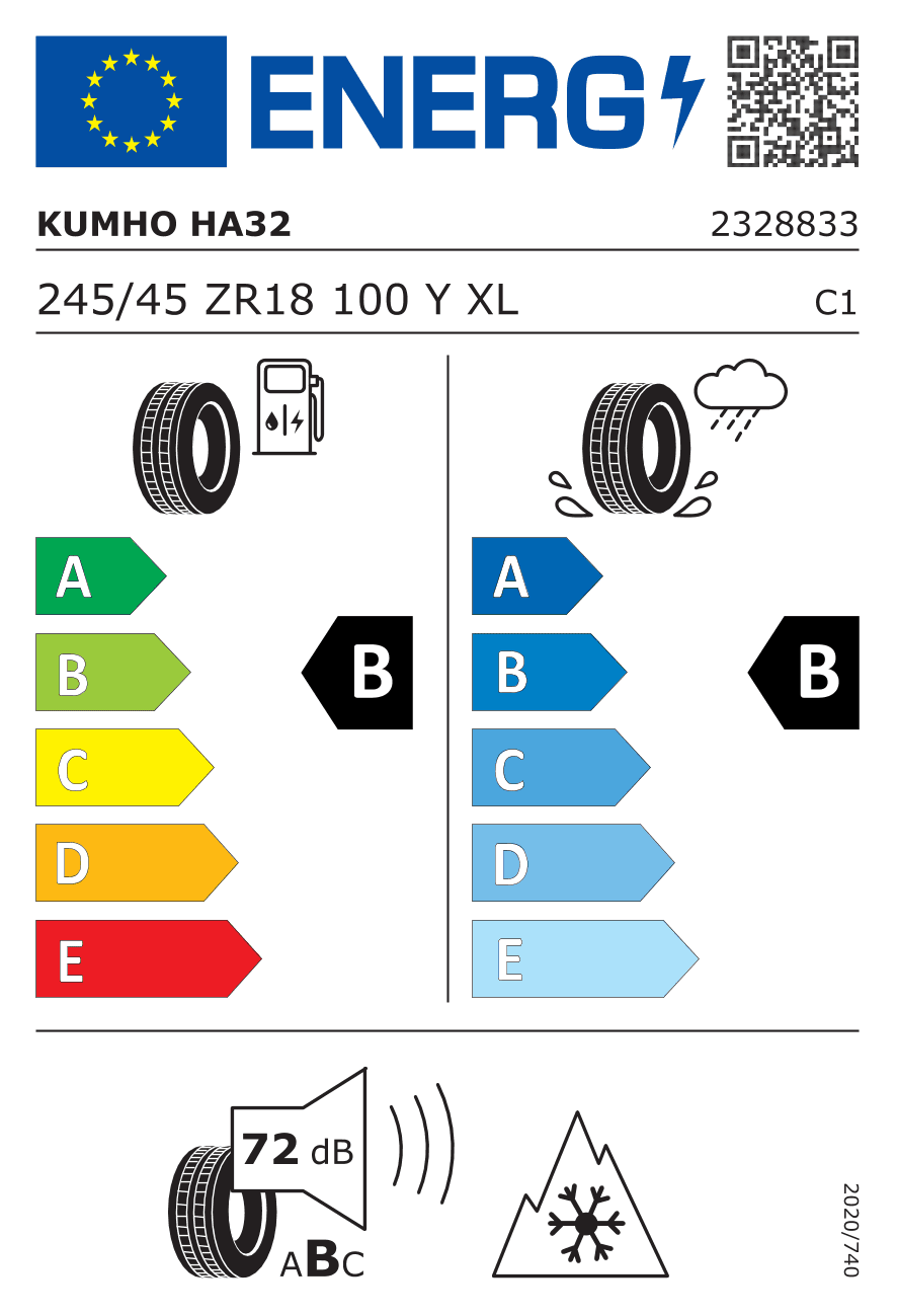 Märgis — Kumho Solus 4S HA32 245/45 R18 100Y
