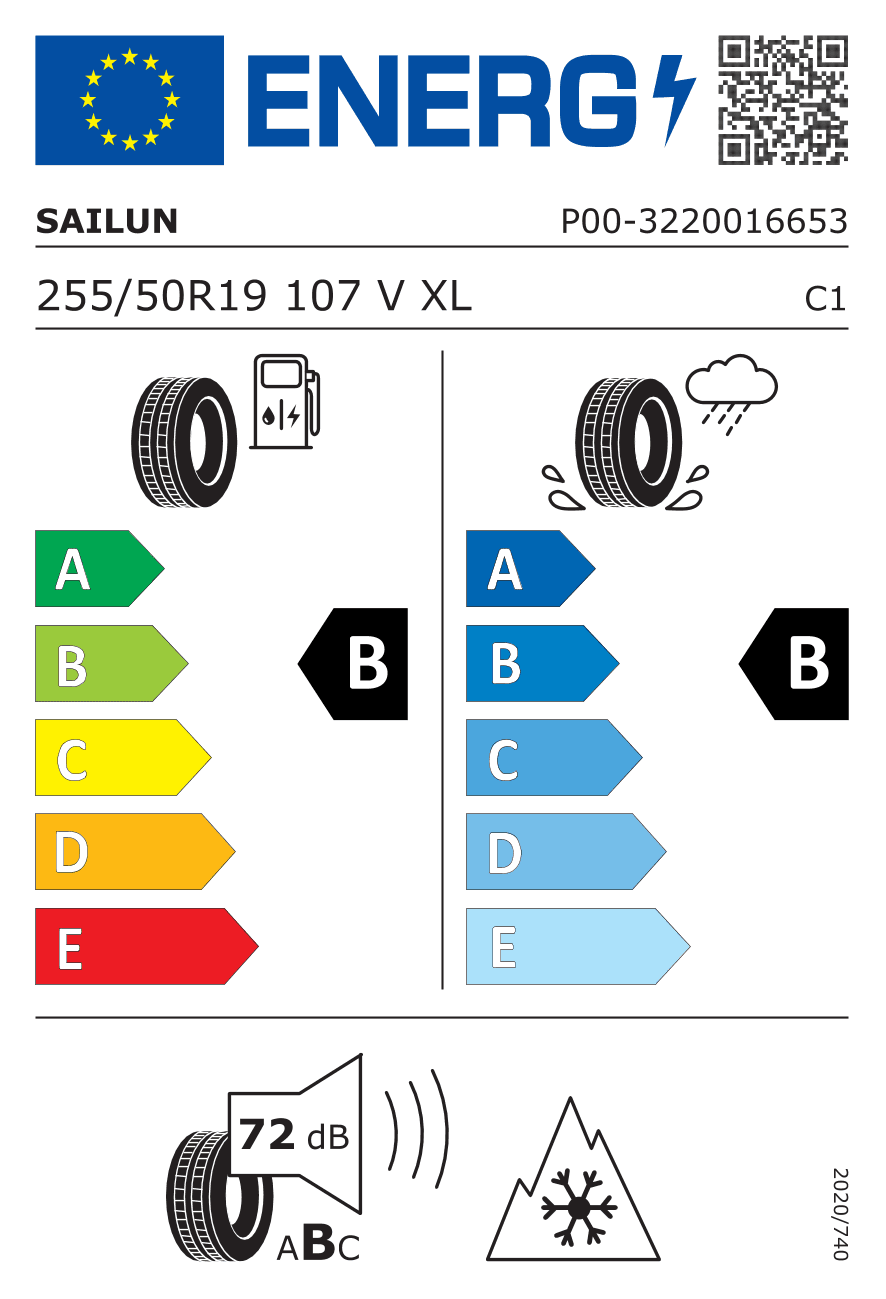 Маркировка — Sailun Atrezzo 4SEASONS Pro EV 255/50 R19 107V