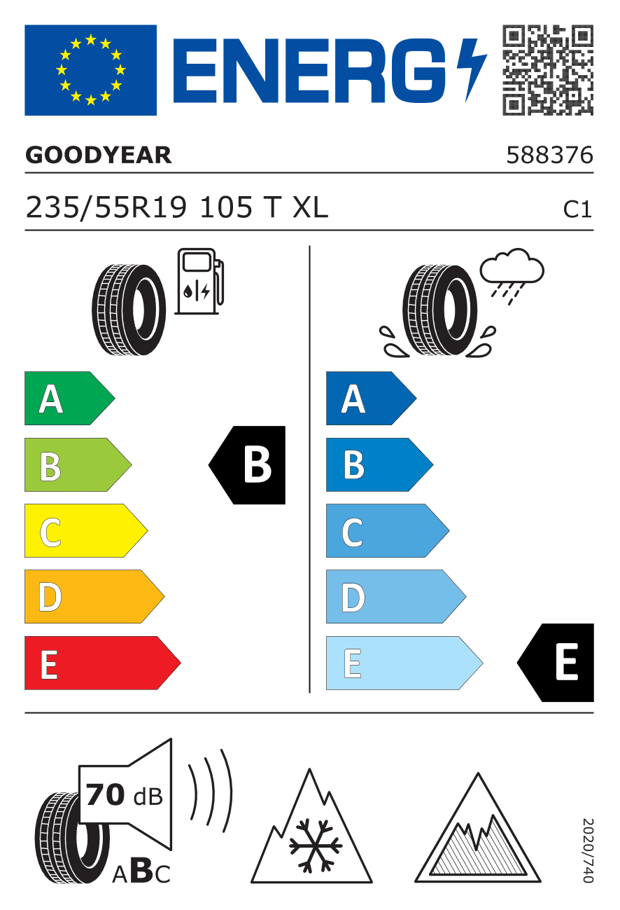 Маркировка — Goodyear Ultragrip Ice 3 235/55 R19 105T