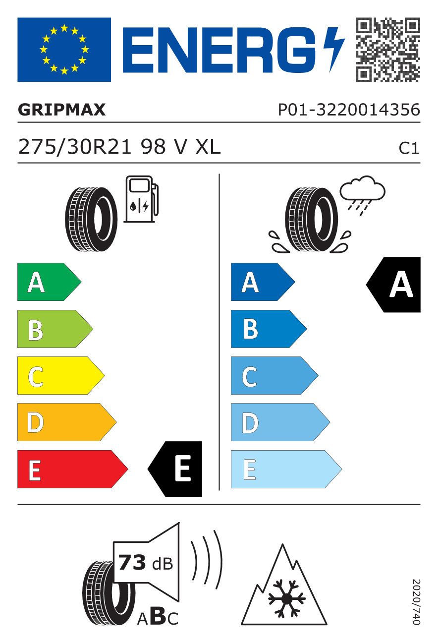 Маркировка — Gripmax Suregrip Pro Winter 275/30 R21 98V