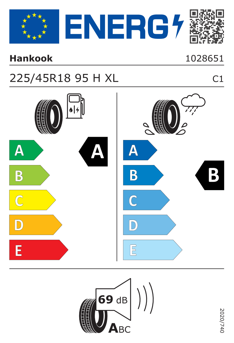 Märgis — Hankook Ventus S1 Evo 3 EV (K127E) 225/45 R18 95H