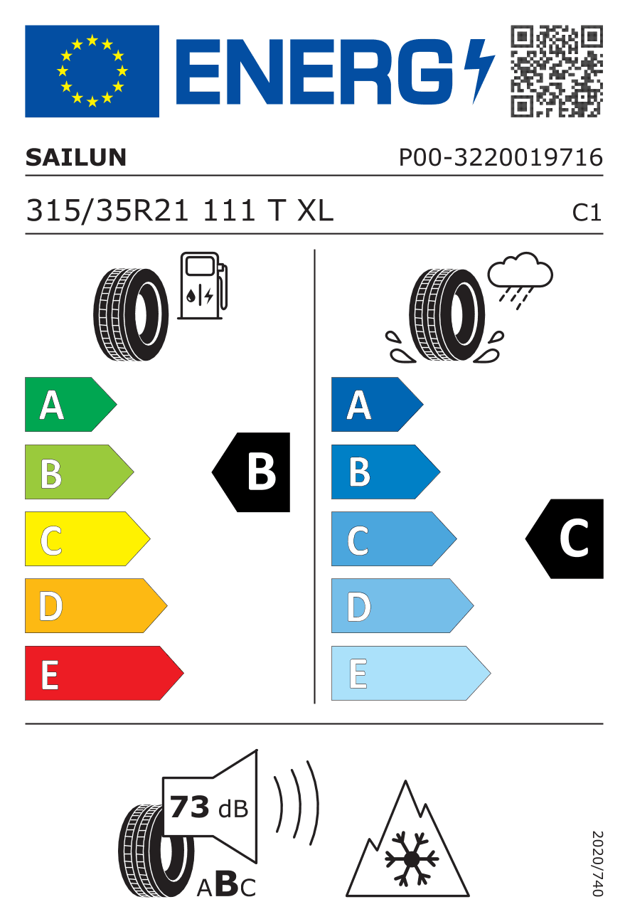 Маркировка — Sailun Ice Blazer Arctic Evo 315/35 R21 111T