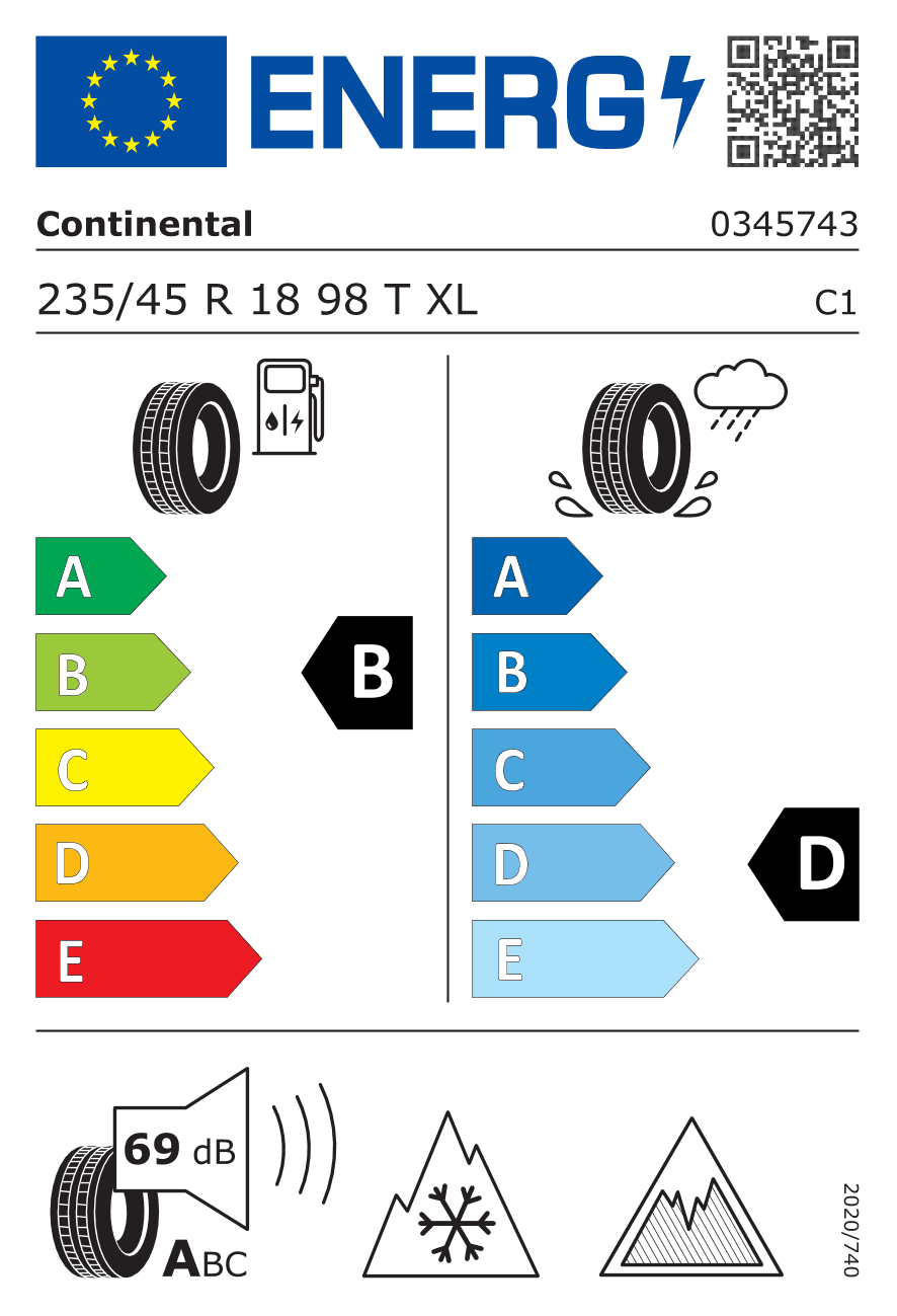Label — Continental Vikingcontact 8 235/45 R18 98T