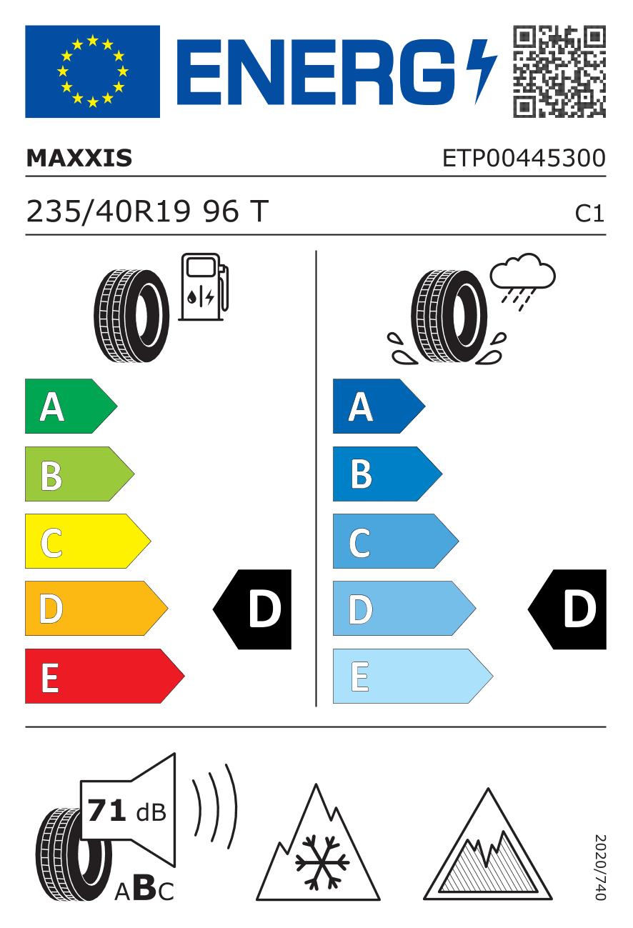 Label — Maxxis Premitra Ice 5 SP5 235/40 R19 96T