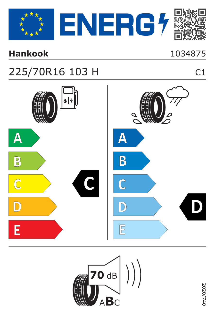 Маркировка — Hankook Dynapro Hpx (RA43) 225/70 R16 103H
