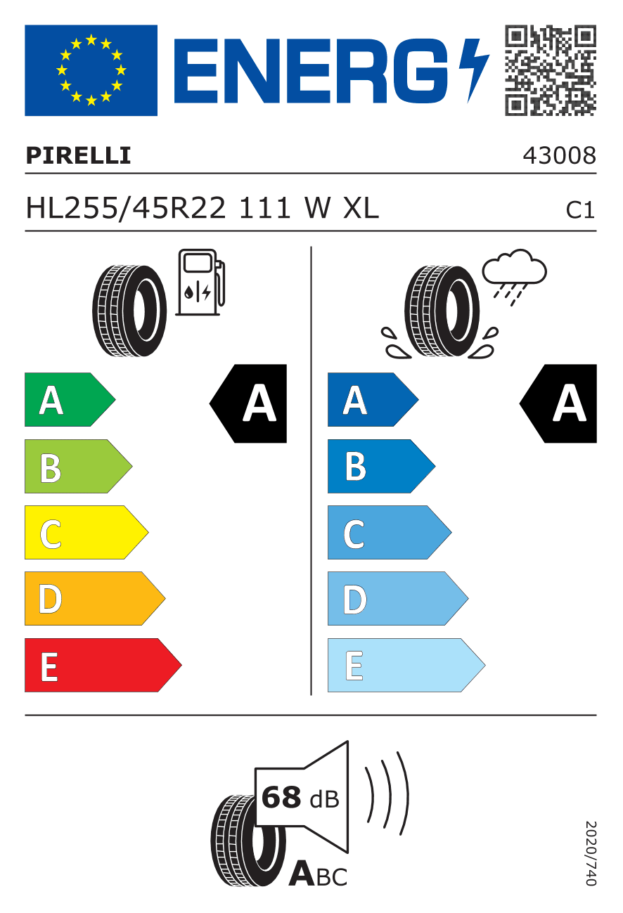Label — Pirelli P Zero E 255/45 R22 111W