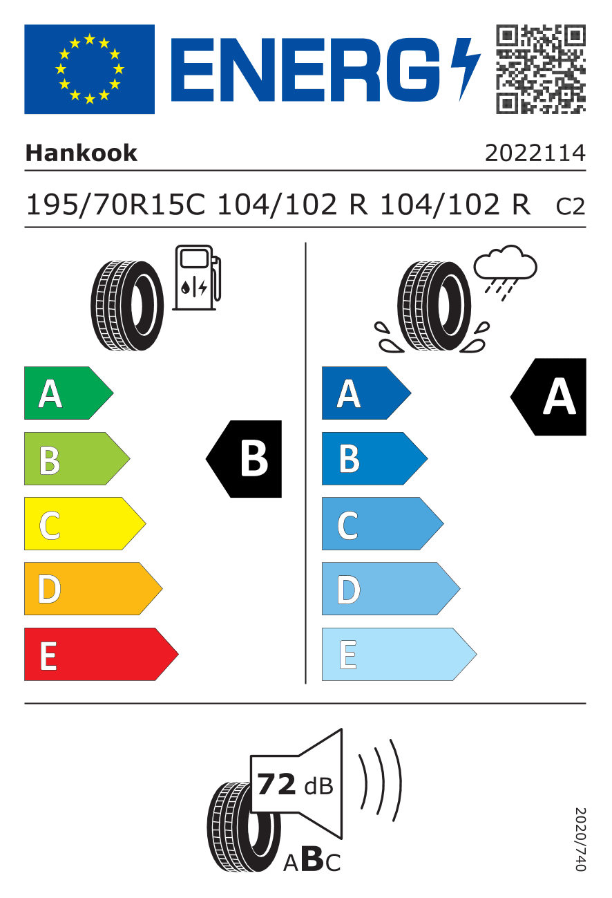 Label — Hankook Vantra Transit (RA58) 195/70 R15C 104/102R
