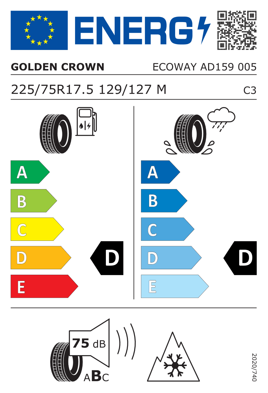 Маркировка — GoldenCrown AD159 Ecoway 225/75 R17.5 129/127M