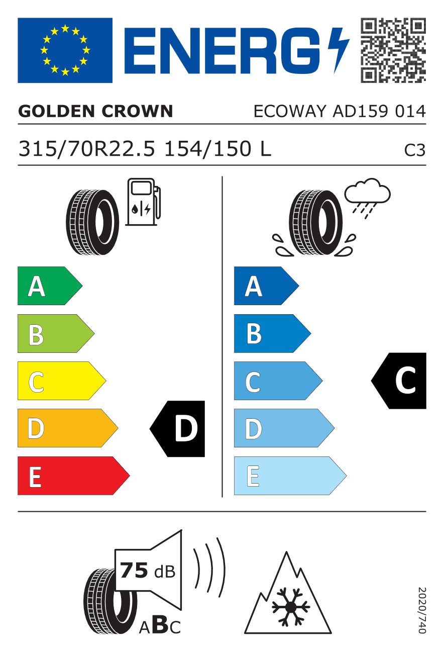 Label — GoldenCrown AD159 Ecoway 315/70 R22.5 154/150L