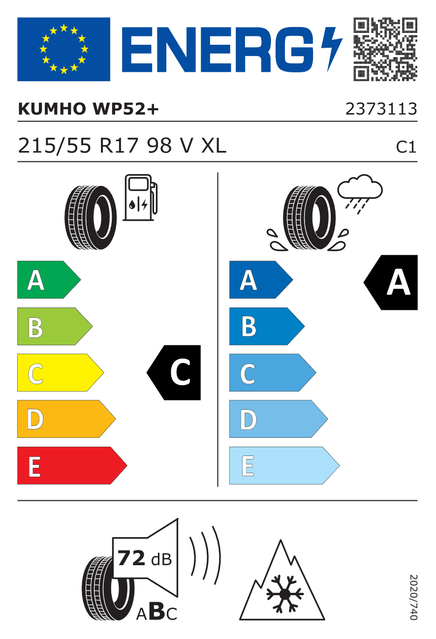 Märgis — Kumho Wintercraft WP52+ 215/55 R17 98V