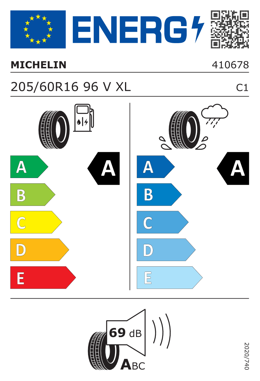 Label — Michelin Primacy 5 Energy 205/60 R16 96V