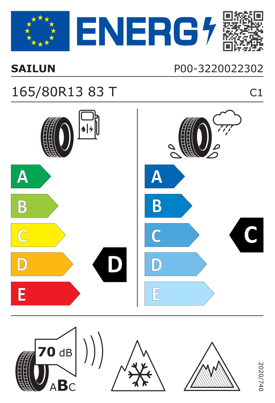 Маркировка — Sailun Ice Blazer Spike 165/80 R13 83T