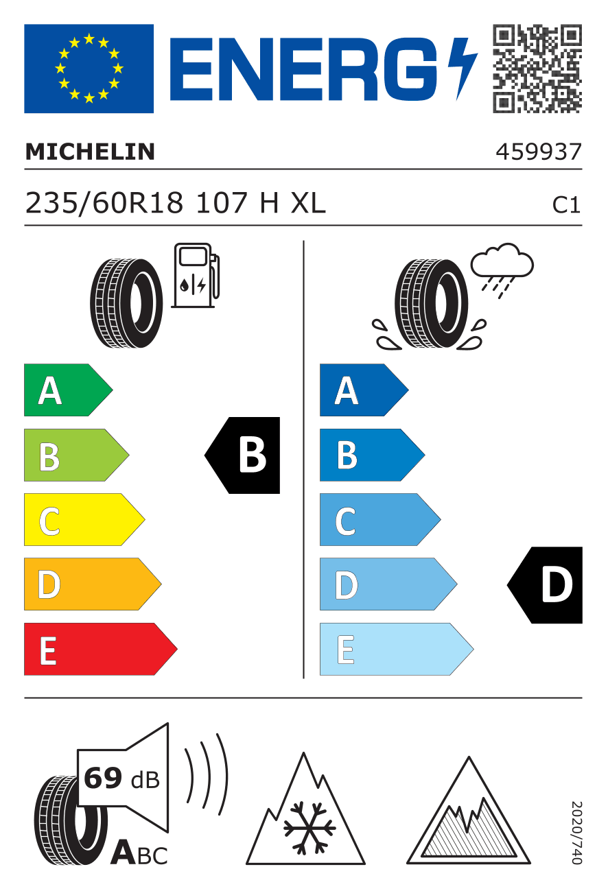 Маркировка — Michelin X-Ice Snow+ 235/60 R18 107H