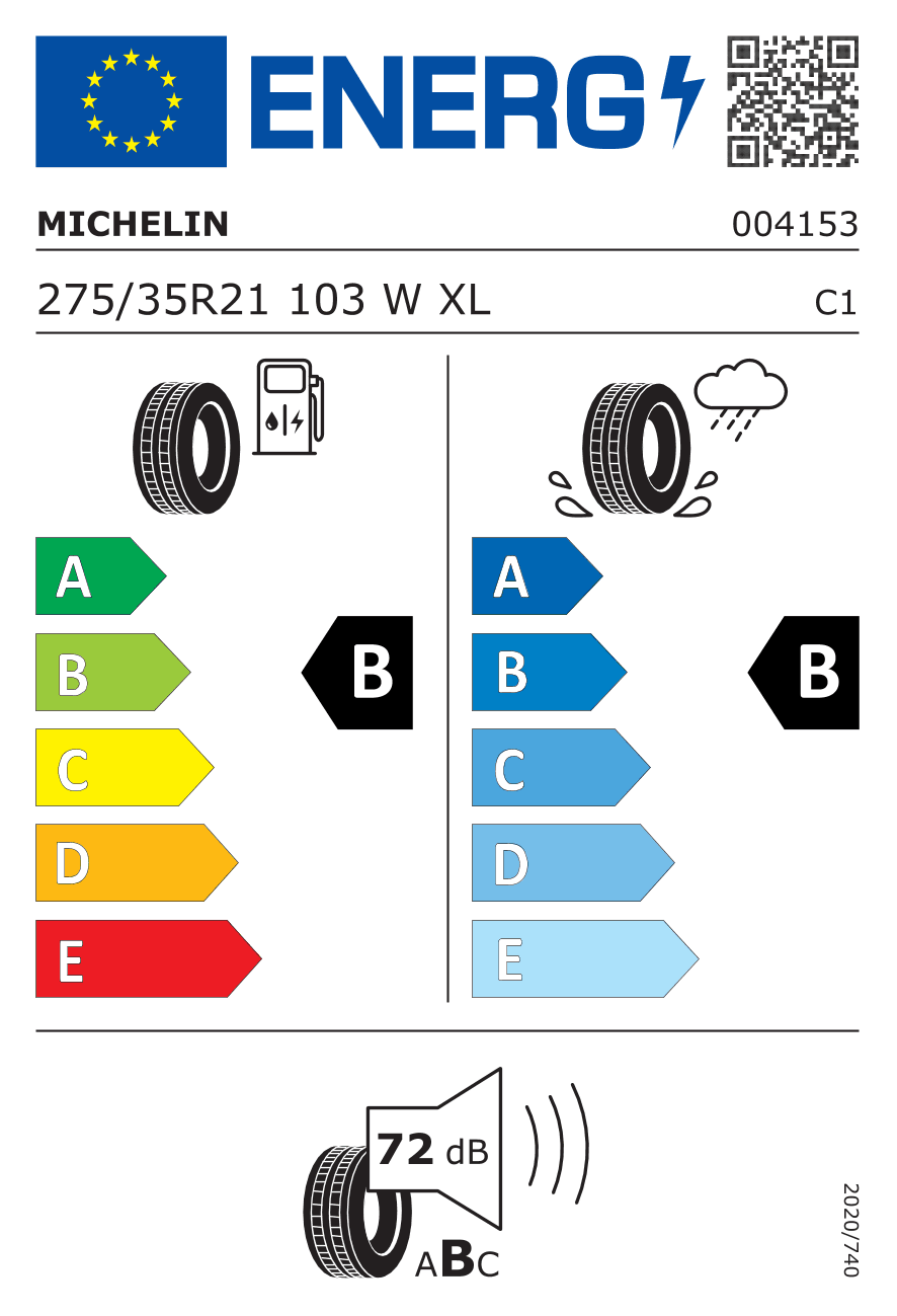 Маркировка — Michelin Pilot Sport EV 275/35 R21 103W