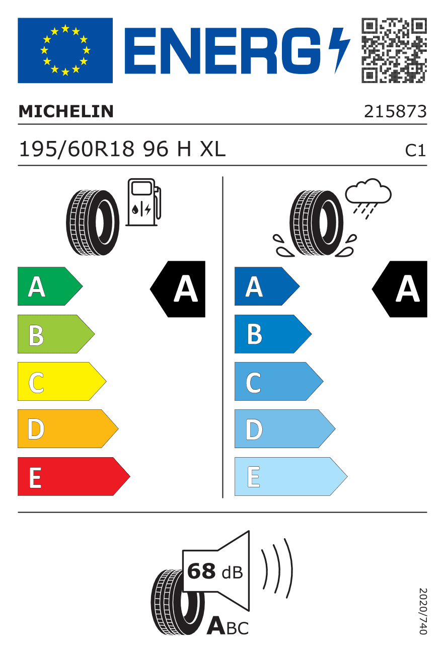 Label — Michelin E-Primacy 195/60 R18 96H