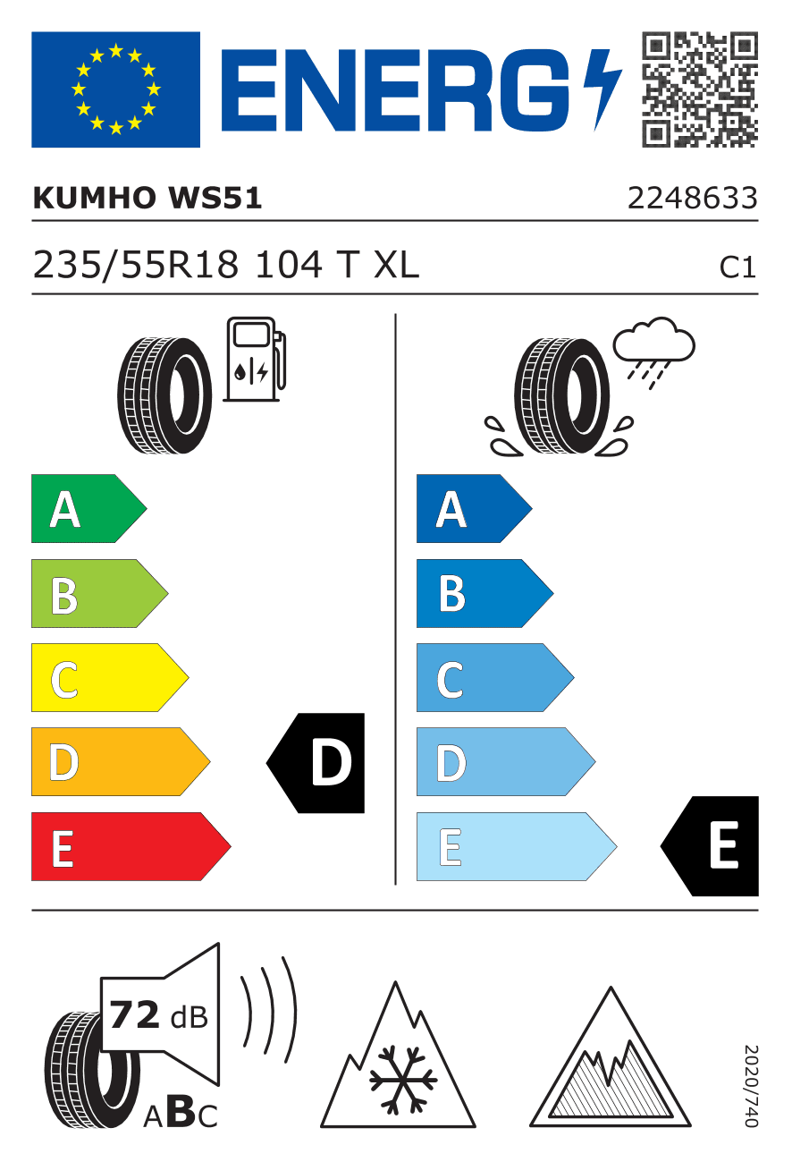 Märgis — Kumho Wintercraft Ice Suv WS51 235/55 R18 104T