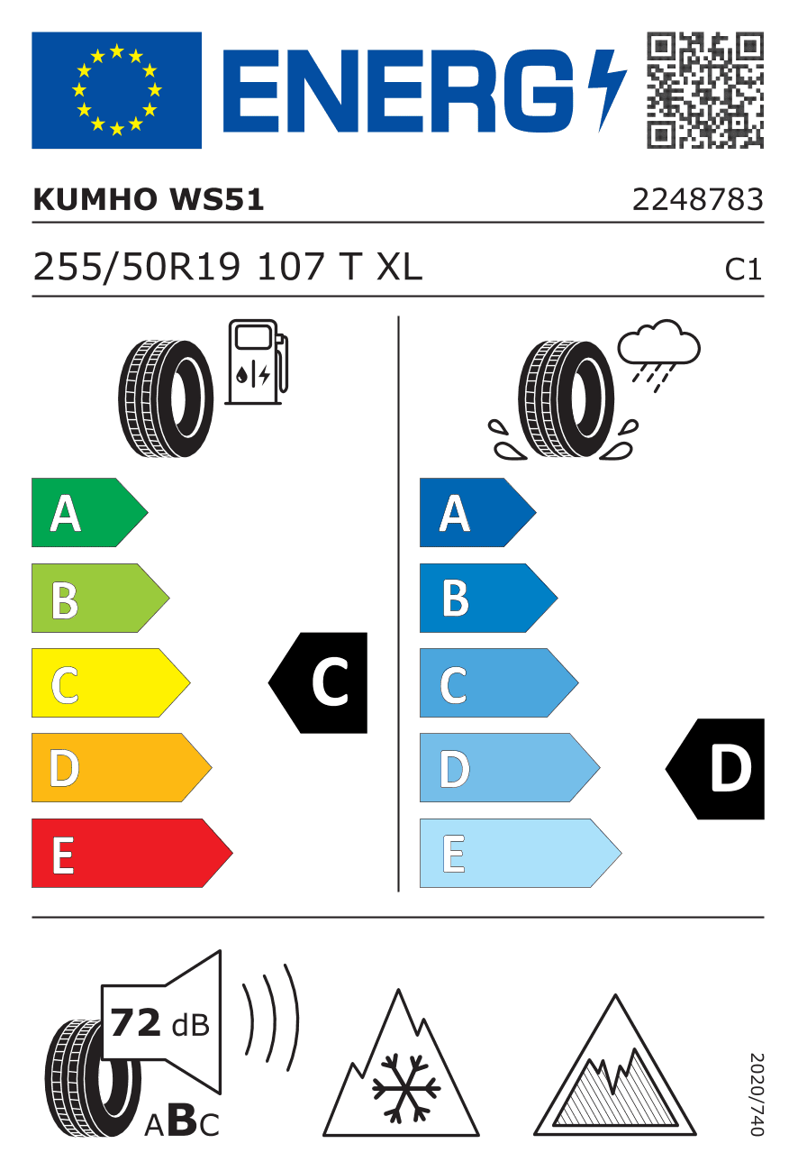 Märgis — Kumho Wintercraft Ice Suv WS51 255/50 R19 107T