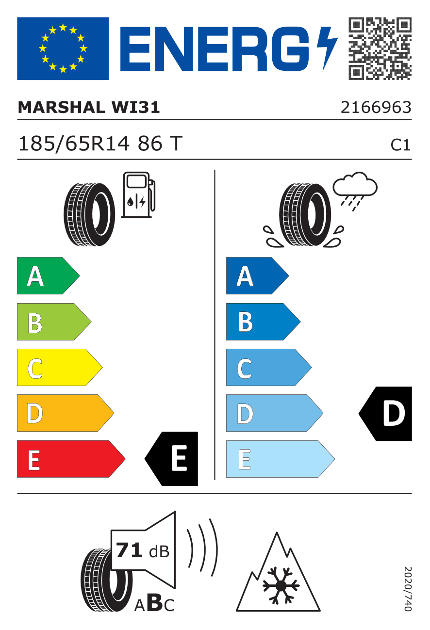 Märgis — Marshal WI31+ 185/65 R14 86T