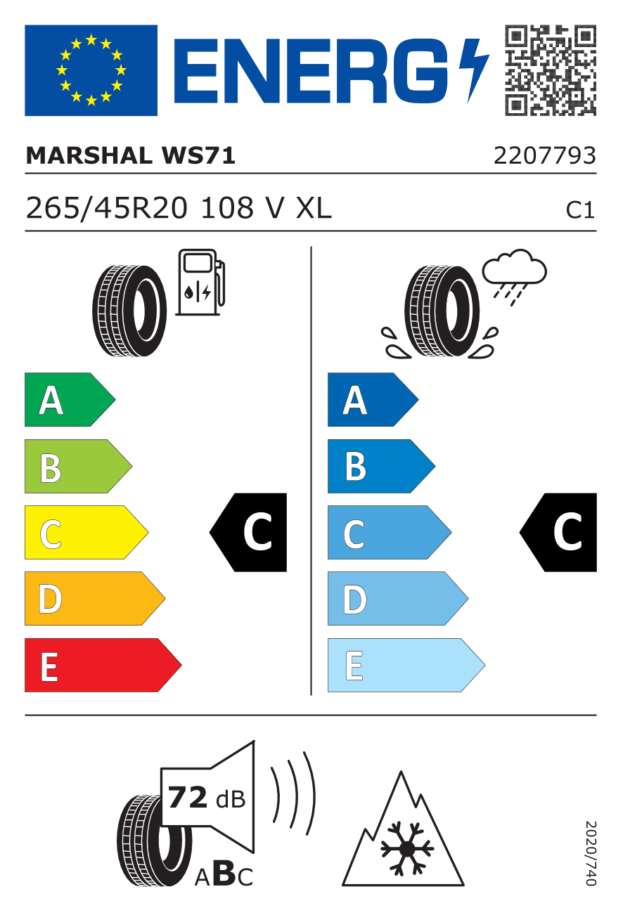Маркировка — Marshal WS71 265/45 R20 108V