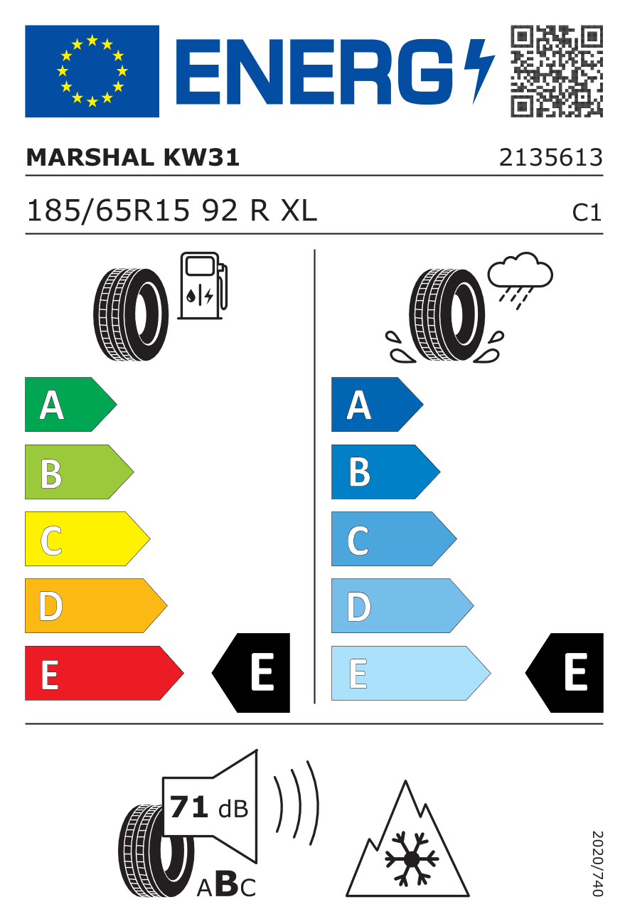 Маркировка — Marshal KW31 185/65 R15 92R