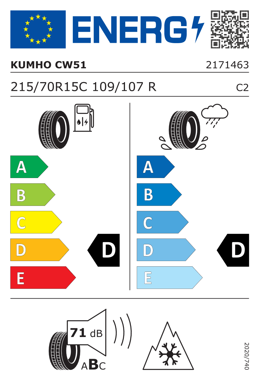 Märgis — Kumho Winter Portran CW51 215/70 R15C 109/107R