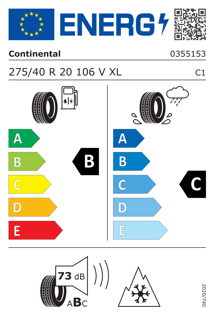 Label — Continental Wintercontact TS860S 275/40 R20 106V