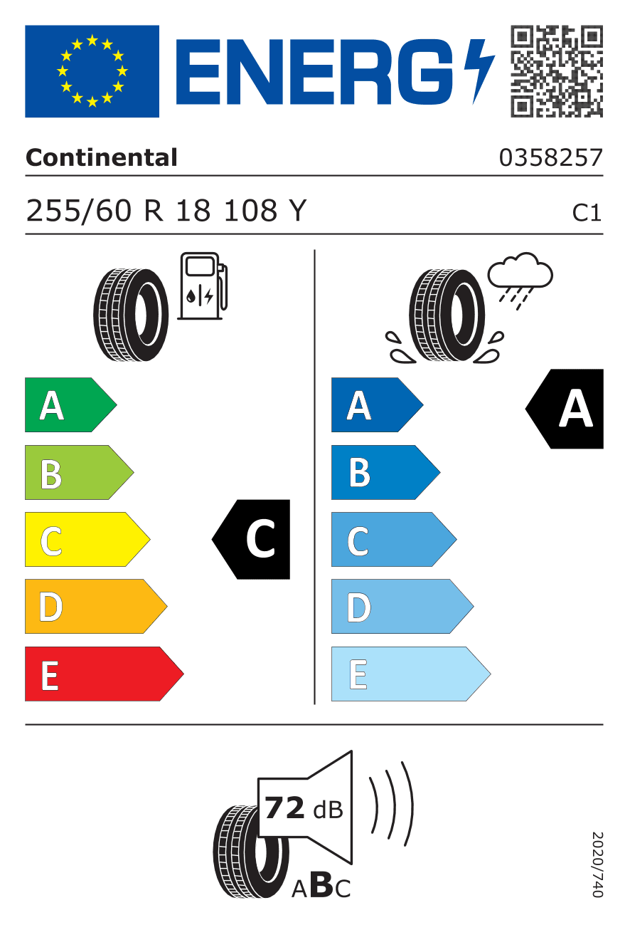 Маркировка — Continental Sportcontact 5 255/60 R18 108Y