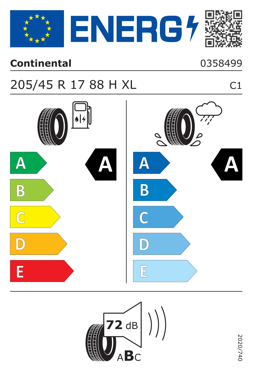 Маркировка — Continental Ecocontact 6 205/45 R17 88H