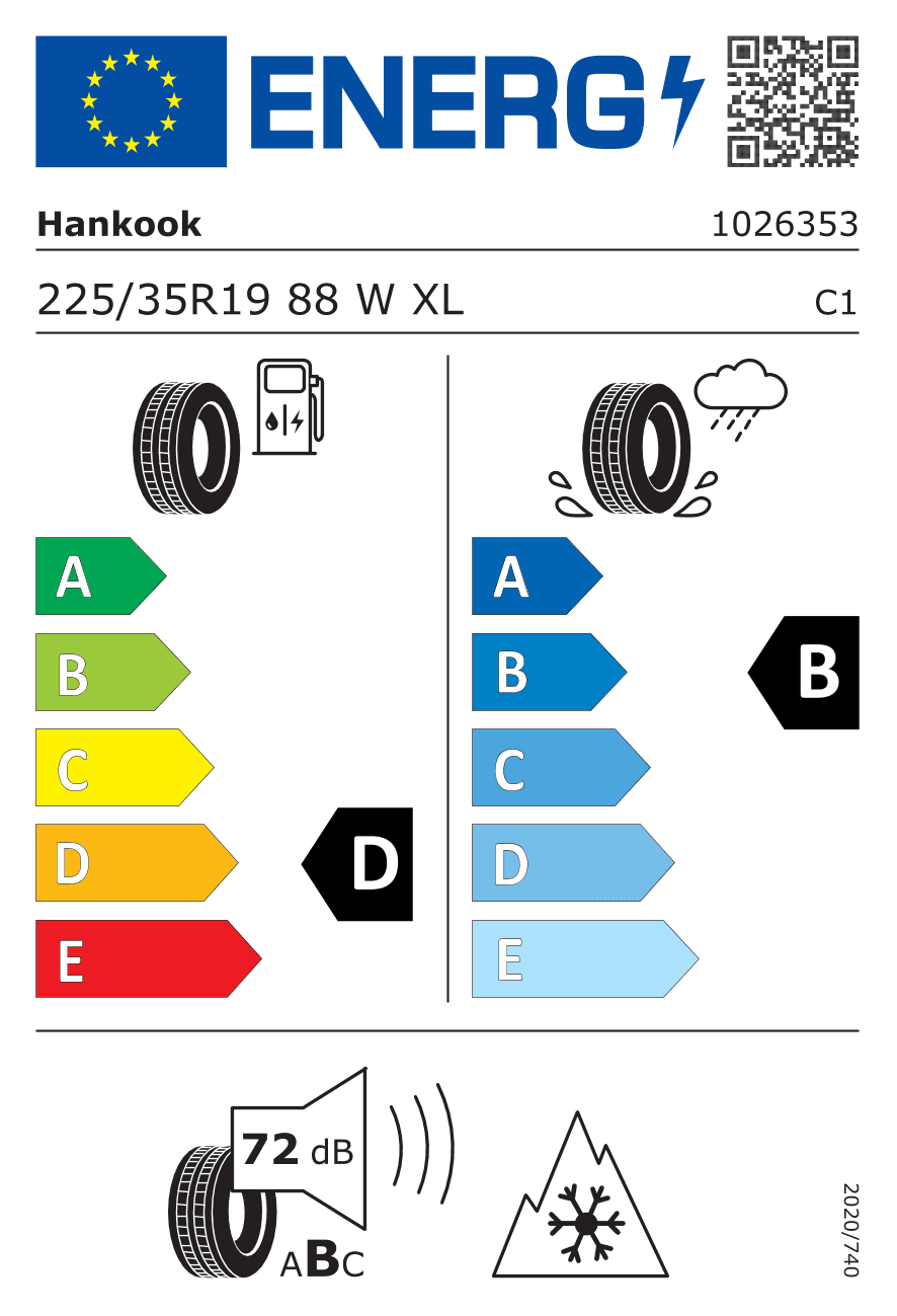 Маркировка — Hankook Winter I*cept EVO3 (W330) 225/35 R19 88W