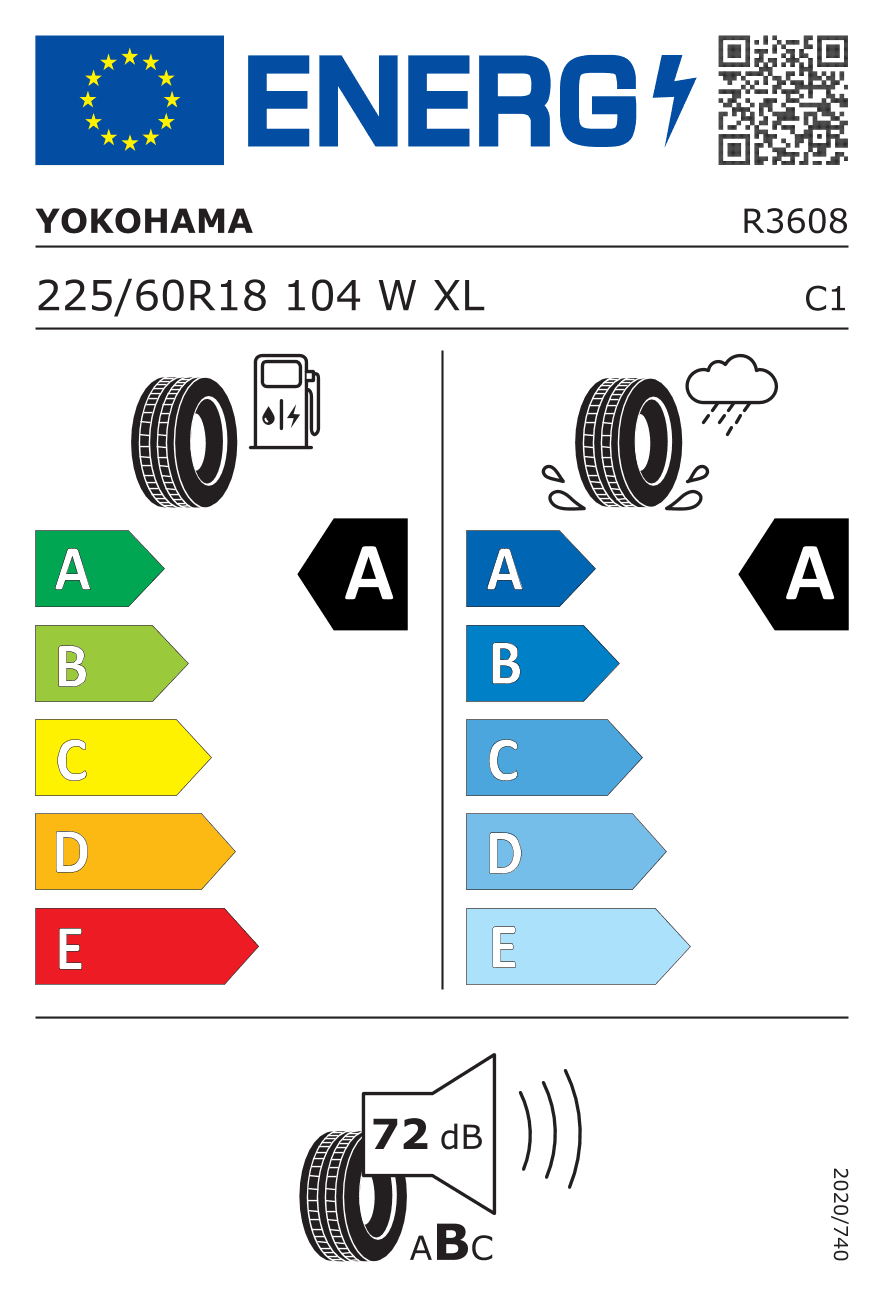 Label — Yokohama Advan Sport V107D 225/60 R18 104W