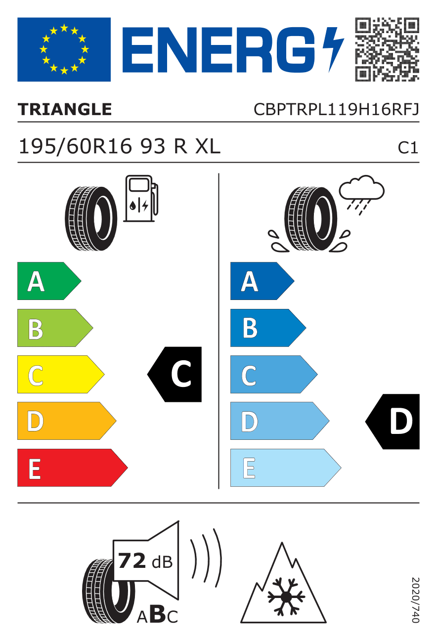 Label — Triangle PL01 195/60 R16 93R