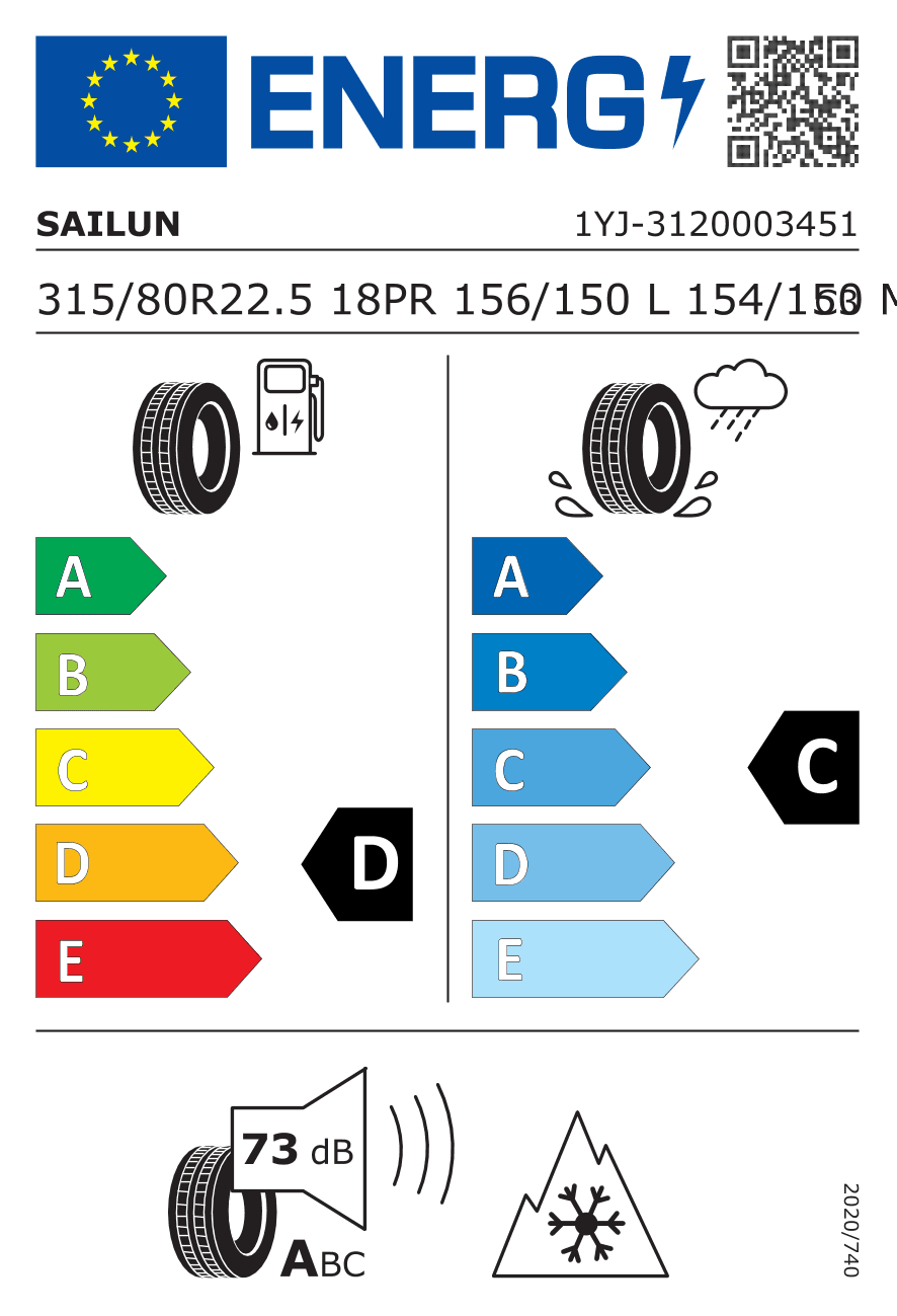 Label — Sailun SDW1 315/80 R22.5 156/150