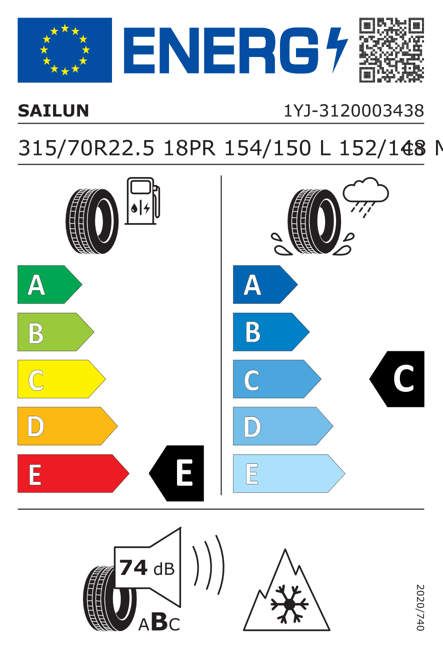 Label — Sailun SAW1 315/70 R22.5 154/150L
