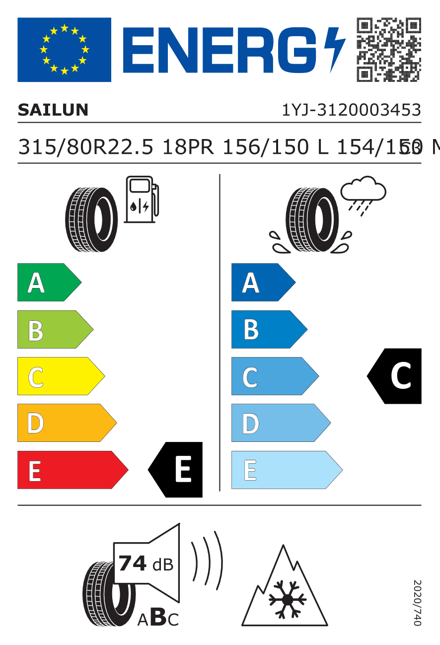 Маркировка — Sailun SAW1 315/80 R22.5 156/150L