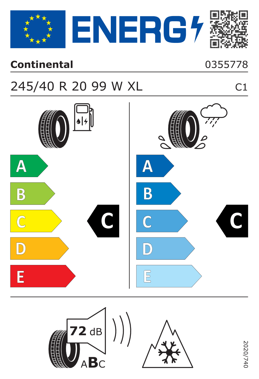 Label — Continental Wintercontact TS860S 245/40 R20 99W
