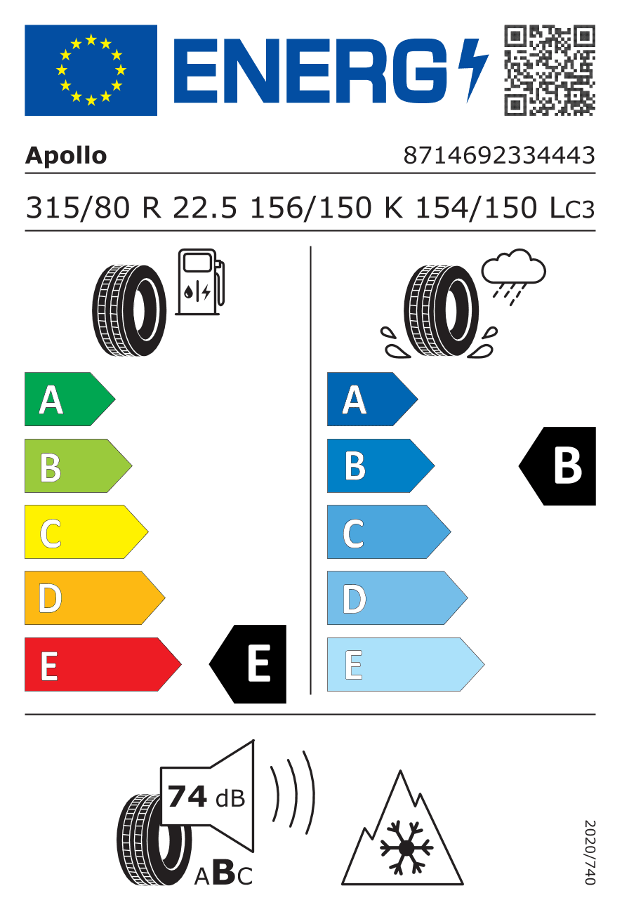 Label — Apollo Endutrax MD 315/80 R22.5 156/150K
