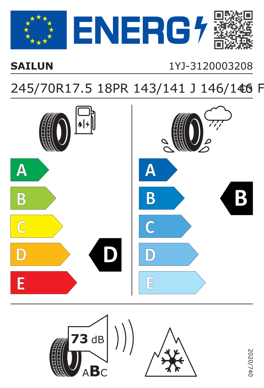Маркировка — Sailun SAR1 245/70 R17.5 143/141J