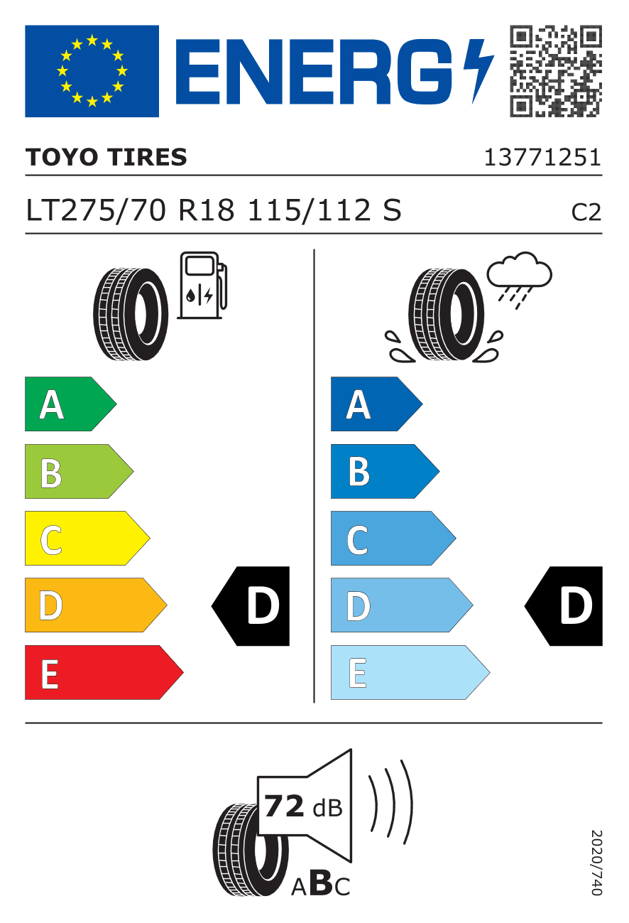 Маркировка — Toyo Open Country A/t Plus 275/70 R18 115/112S