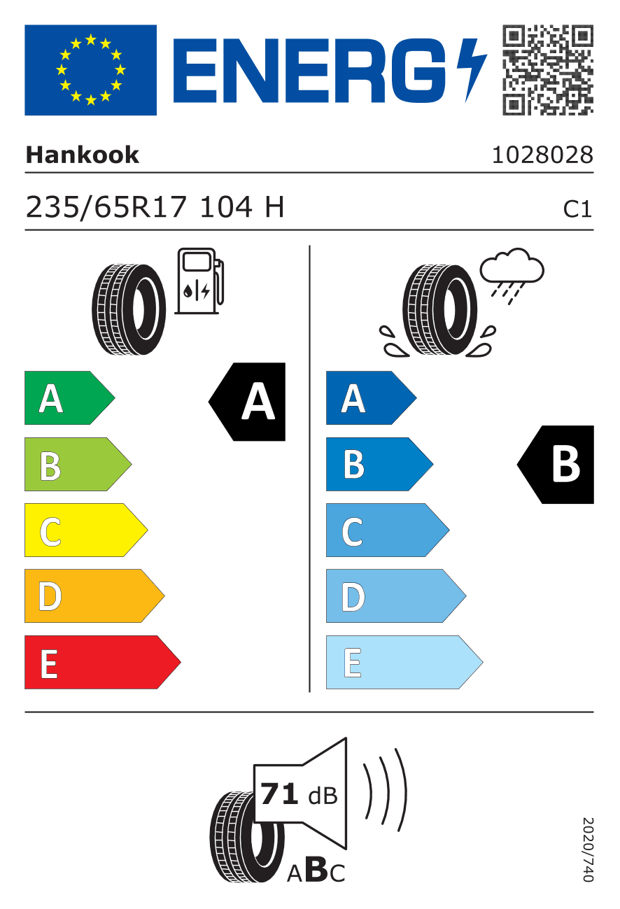 Label — Hankook Dynapro HP2 (RA33) 235/65 R17 104H