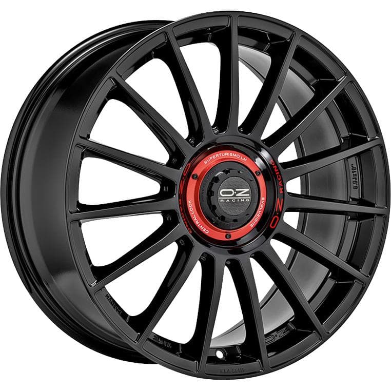 OZ Racing Superturismo Evoluzione Gloss Black + Red Lettering 8x18