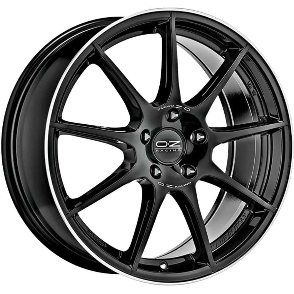 OZ Racing Veloce GT Gloss Black+diamond Lip+silver Lettering 8x18