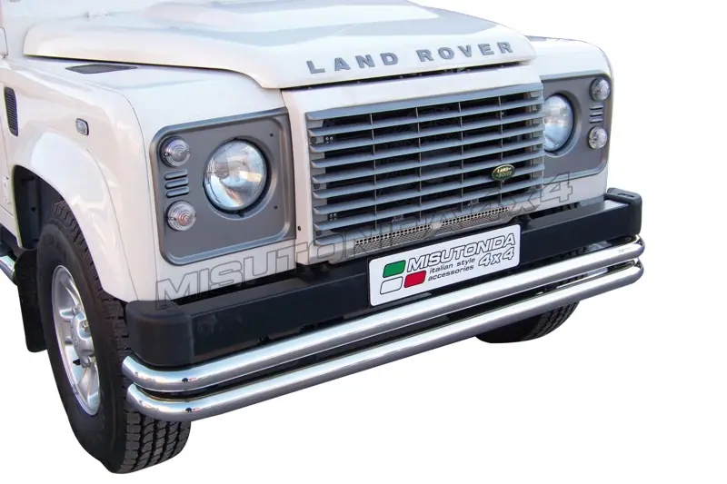 Double front protection ø63, mirror polished — Land Rover Defender