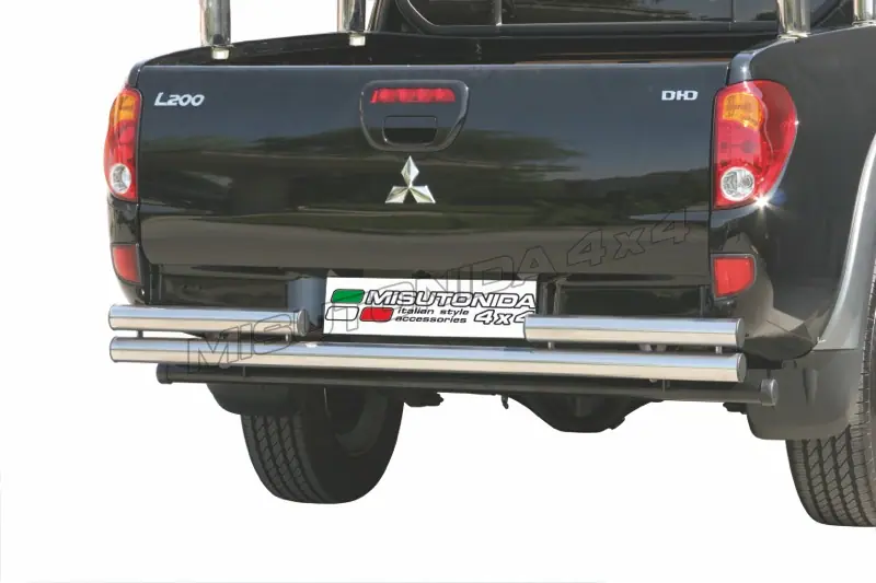 Double rear protection ø63, mirror polished — Mitsubishi L200 (2006–2009)